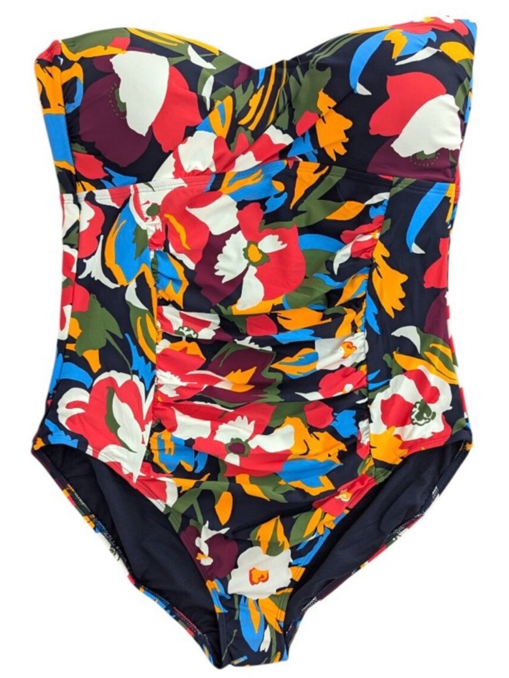 Anne Cole Abstract Floral Twist Front Bandeau Strapless One-Piece Swimsuit